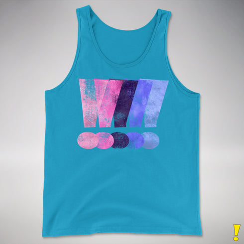 Distressed Omnisexual Pride Exclamation Points Premium Tank Top - Neon Blue